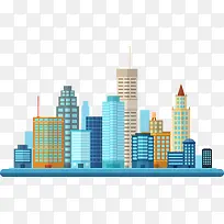 彩色扁平卡通美国城市建筑
