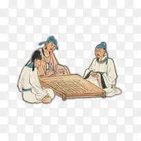 中国风古代文人下围棋
