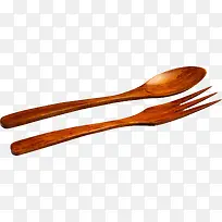 木质汤勺叉子素材免抠