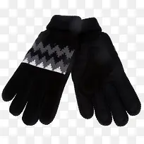 黑色带图案毛线手套
