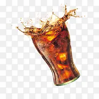 喷溅的可乐广告玻璃杯