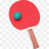 红色乒乓球拍和球