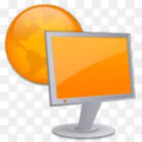 橙灰色水晶立体图标互联网