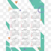 绿色花纹日历模板