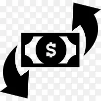 美元的钱有两个旋转箭头商业标志图标