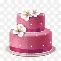 手绘矢量鲜花粉色海绵蛋糕