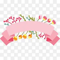 粉色丝带春花边框