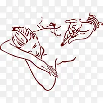 手绘简笔画抽烟的美女