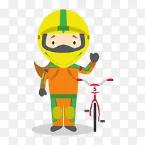 黄衣卡通自行车少年