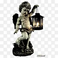 提灯的小天使雕像素材