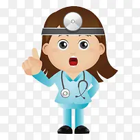 卡通风格听诊女护士提示手势矢量