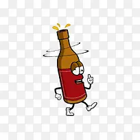 卡通酒瓶醉酒表情