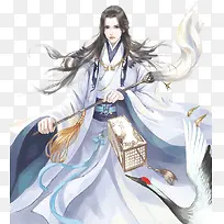 水彩人物忧郁公子