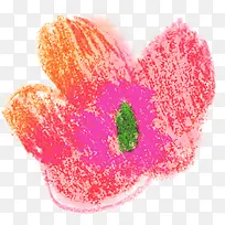 粉色蜡笔花朵手绘人物