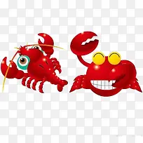 有质感的红色卡通螃蟹龙虾造型