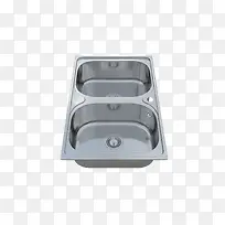 两个椭圆形灰色不锈钢水槽
