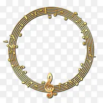 金色音乐符号音谱圆环图案
