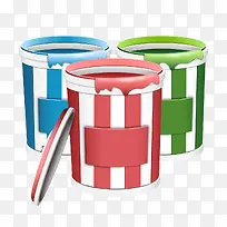 条纹彩色油漆桶