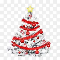 卡通白色圣诞树装饰星星