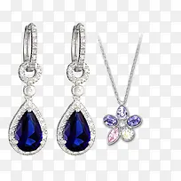 深蓝色宝石耳环和项链