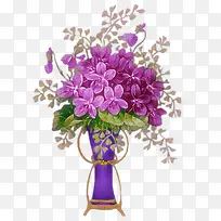 手绘文艺紫色花朵摆件