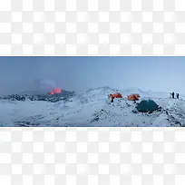 人物冬日雪山火山