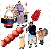 冰糖葫芦国画年画