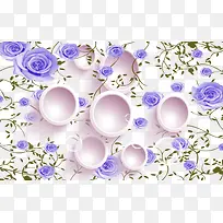 3D紫蓝色花背景
