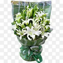 百合绿色包装花束