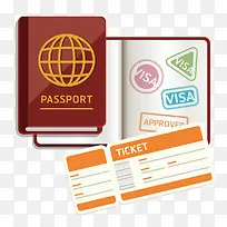 矢量图案素材出国护照机票