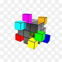 彩色几何方形立体墙