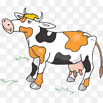 卡通草坪上的奶牛