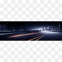 高速公路上的橙光光效海报背景