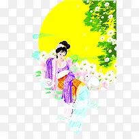唯美工笔画嫦娥装饰图案