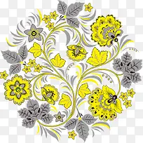 黄色花朵圆形图案