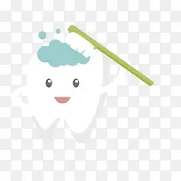 矢量卡通扁平化牙齿清洁标志png