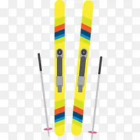 冬季多彩条纹滑雪板