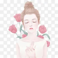 花丛中的少女