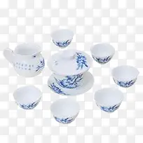 青花瓷白色茶碗茶具整套家用