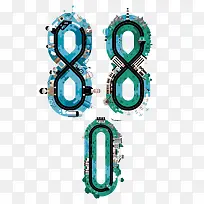 创意抽象城市数字880组合