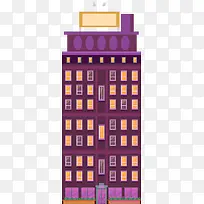 紫色卡通楼房