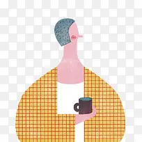 喝咖啡的女人插图