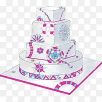 卡通粉色多层蛋糕手绘