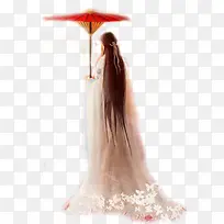红衣女子红伞立绘古风