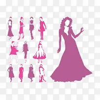女士各类裙子样式展示效果元素图