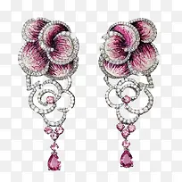 粉红钻石耳环
