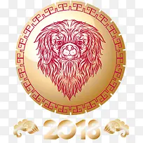 2018狗年春节传统边框标签设计