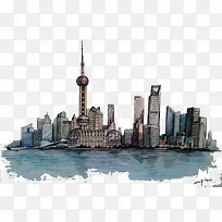 卡通手绘东方明珠
