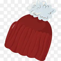 红色冬季保暖毛线帽