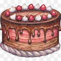 红色手绘草莓慕斯蛋糕